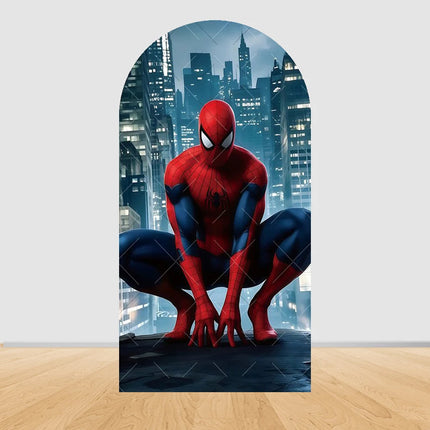 Spider Man Arch Backdrop Cover Web Pattern Design For Boys Birthday Party Superhero Theme Photo Booth Background Decor Prop