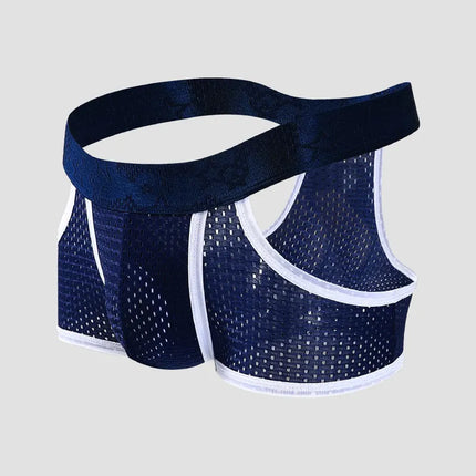 Men's ice silk bullet split underpants with breathable mesh at the four corners, summer thin men's sports straight-cut shorts