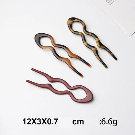 New Hair Fork Leopard Print U-Shaped Barrettes Hair Stick Bun Clip Hairpins Women Girls Ponytail Meatball Head Hair Accessories