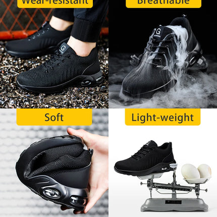 Safety shoes for men and women, breathable work sports shoes, steel toe shoes, puncture resistant safety protection shoes