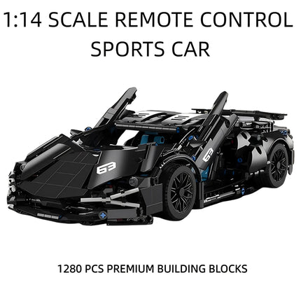 Motor Version 1:14 Scale RC Technic MOC Car,1280PCS DIY Bricks Remote Control Sports Car Building Construction Set