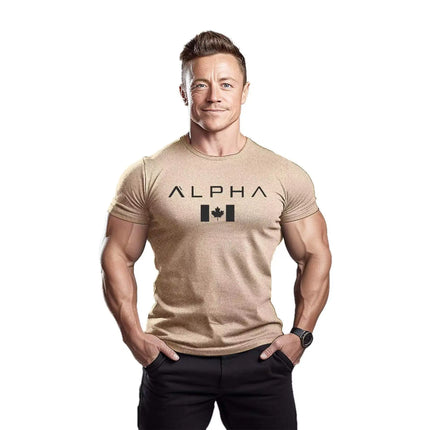 Men's Fitness Sport T-shirt Breathable Slimming Summer Trendy Brand Printed Casual Cotton round Neck Short Sleeve T-shirt