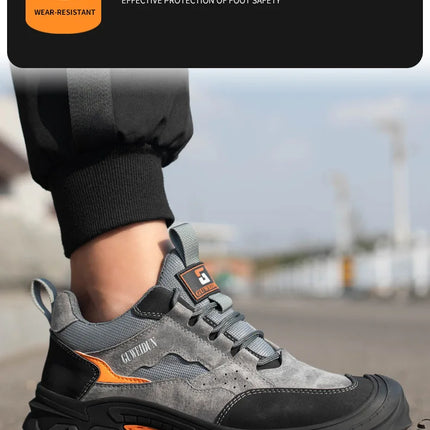 Men Safety Work Shoes Plastic Toe Safety Boots Fashion Lightweight Comfort Working Sneakers Anti-puncture Indestructible Shoes