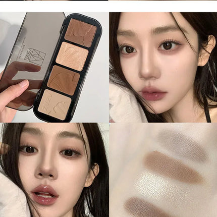 4 Color Contouring Highlighter Shading Palette Natural Nose Shadow Aegyosal Face Three-dimensional Matte Brighten Bronzer Makeup