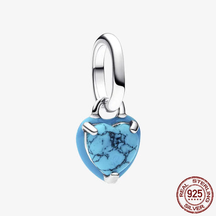 Key & Lock 925 Sterling Silver Pave Moon Heart Flower Dangle Charms Fit Original Bracelet Beads Jewelry DIY Gift plata de ley
