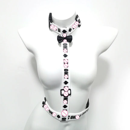 Spade Pattern Flirtatious Collar Waist-Integrated Collar Body Harness SM Gear Adult Sex Toys for Couples Extreme Sex Games 18+