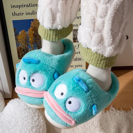 Hangyodon Anime Cartoon Peripheral Cotton Slipper Winter Home Cute Thick Bottom Warm Plush Cotton Outdoor Cute Couple Shoes Gift