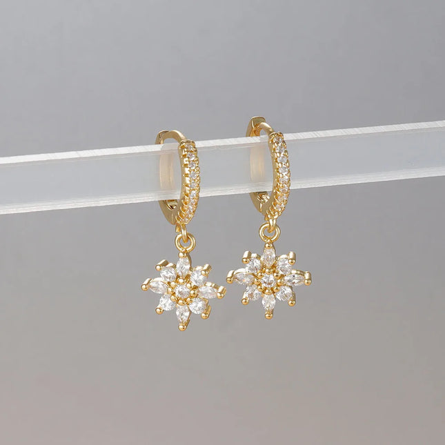 Luxury Stainless Steel Star Dangle Earrings For Women Sparkling Zircons Geometric Ear Piercing Earring Fashion Jewelry aretes