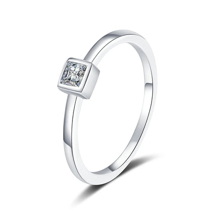 Tezzc Moissanite Lab Diamond Ring For Women 925 Sterling Silver with White Champagne Gold Plated Pass Diamond Test Rings Jewelry