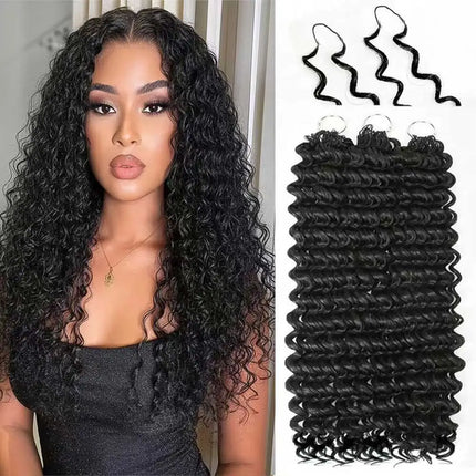 Feather Crochet Hair Pre-Separated 18Inch Synthetic Deep Wave Crochet Hair Miracle Knots Crochet Hair Extensions for Black Women