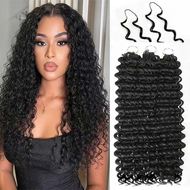 Feather Crochet Hair Pre-Separated 18Inch Synthetic Deep Wave Crochet Hair Miracle Knots Crochet Hair Extensions for Black Women