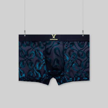 Premium Satin Mesh Men's Boxer Briefs Wild Leopard Print Cooling Ice Silk Breathable Comfortable Daily Sports Underwear