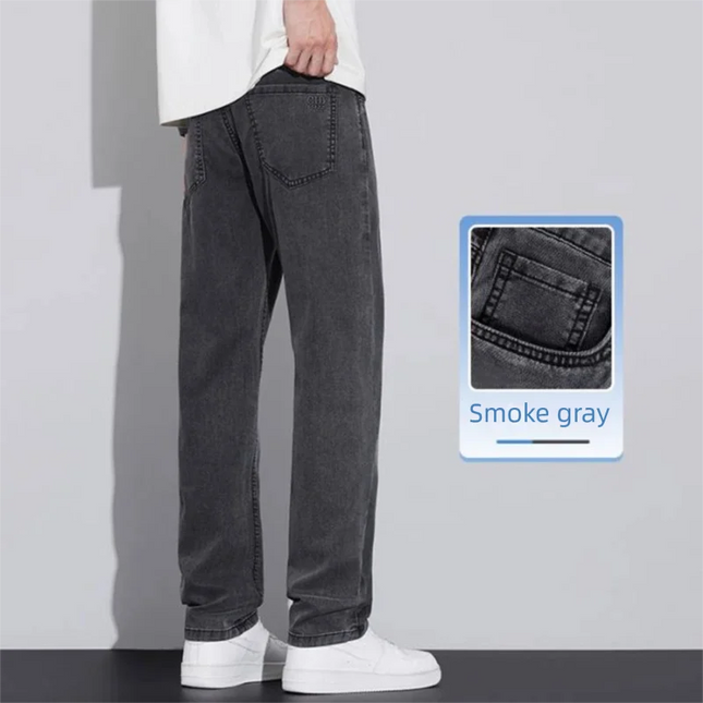 26 New Lyocell Slim Straight Leg Jeans Spring Summer Men's Pants High-quality Classic Cool Breathable