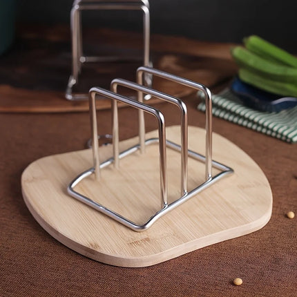 1pc Space-Saving Stainless Steel Pot Lid and Cutting Board Organizer Combo - Heavy-Duty Countertop Rack with Non-Shake Design