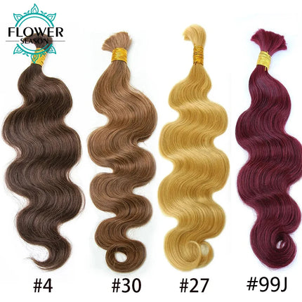 Bulk Human Hair For Braiding Body Wavy Double Drawn Color 30 27 99J Bulk Hair Wholesale for Boho Braids Hair Extensions