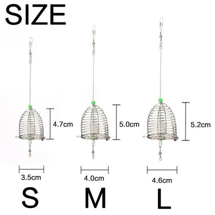 FLYSAND Fishing Cage Fishing Stainless Steel Bait Cage Basket Feeder Holder Fishing Lure Cage 3 Sizes S/M/L Fishing Feeder Cage