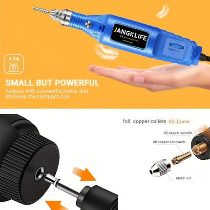 JANGKLIFE 9V Mini Drill Electric Carving Pen Variable Speed Rotary Tools Kit Engraver for Grinding Polishing