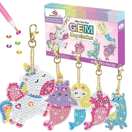 5D Diamond Painting Kit DIY Crafts Easter Basket Stuffers Gifts for Girls Kids Ages 3-12 Party Favors Bag Pendant Toys