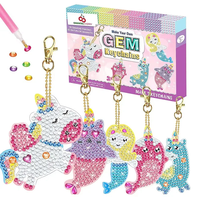 5D Diamond Painting Kit DIY Crafts Easter Basket Stuffers Gifts for Girls Kids Ages 3-12 Party Favors Bag Pendant Toys
