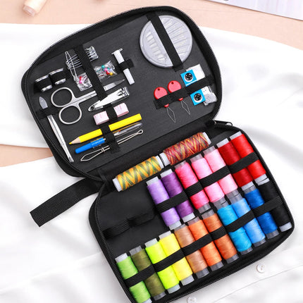 Complete Sewing Kit with Threads Needles Scissors Tape Measure Buttons Portable Travel DIY Embroidery Handwork Sewing Tool Set