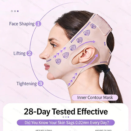 Double Layer Upgraded Chin Up Mask V-Line Face Lift Tighten Mask Face Lifting Belt Anti Wrinkle Facial Massage Strap Skin Care ﻿