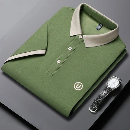 2024 Men's New Embroidered Cotton Business Casual Short Sleeve POLO Shirt Fashion Short Sleeve Comfortable and Breathable Top