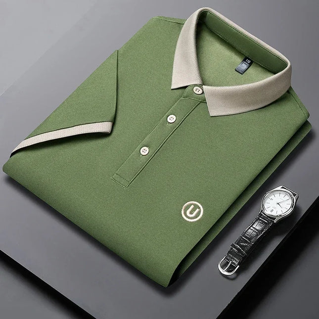 2024 Men's New Embroidered Cotton Business Leisure Short Sleeved POLO Shirt Fashion Short Sleeved Comfortable and Breathable Top