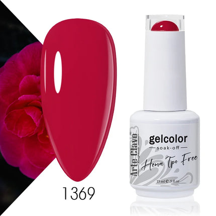 Arte Clavo Red Color Series Nail Polish UV Soak Off Varnish 15ml Manicure Nail Art Long-lasting Hema Tpo Free Gel Nail Polish