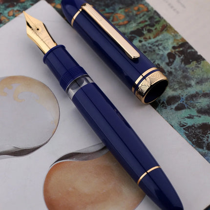 MAJOHN P140 Transparent Fountain Pen Sun Nib Metal Copper Piston Light Resin Body PK X159 9019 Stationery School Supplies