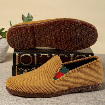 Low-Top Men's Shoes Chinese Style Soft Bottom Driving Shoes Breathable Casual Loafers Flat Heel Slip-On Canvas Shoes