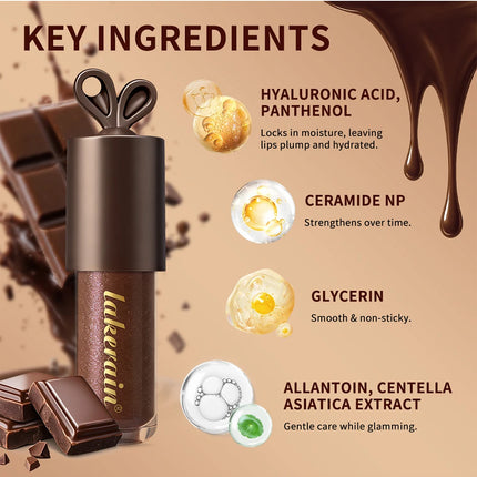 Lakerain Chocolate Rabbit Lip Gloss Mirror Effect Moisturizing Smooth Non-Sticky Long Lasting Hydration Lippy Bunny Lipstick