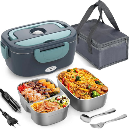 2026 Dual Voltage Electric Lunch Box, 304 Stainless Steel, Car & Home Use, Heating & Insulation