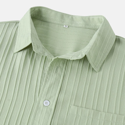 Men's  Comfortable Shirt Summer Beach Men's Shirt   Men's Short Sleeve Shirts  Solid Color Casual Short Sleeve Shirt