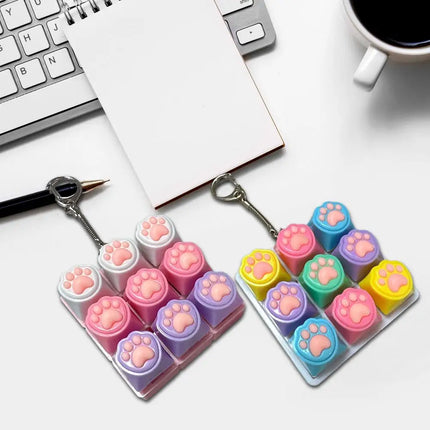 Cat Pawl Decompression 9 Keyboard Key Toy For Adults Antistress Toys Boys Girls Anti Stress Finger Keyboard Games Keychain