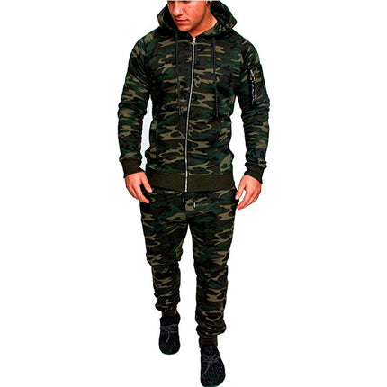 2025 New Men's Sportswear Set Two-piece Casual Jogging Warm Breathable Fitness Sportswear Set Military Tactical Hoodie + Trouser
