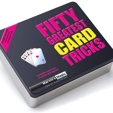 50 Greatest Card Tricks Set for Kids & Adults - Magic Deck with Illusions, Mind Reading & Close Up Tricks - Gift Tin for Ages 8+