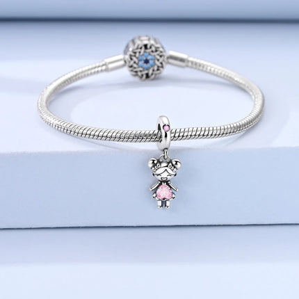 Original 925 Sterling Silver Bead Charms Girl Boy Pendant Fit Original Bracelet Necklace For Women DIY Accessories Jewelry Gift