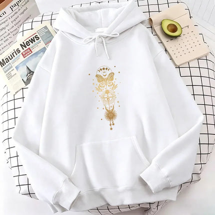 Vintage Butterfly with Moon Print Hoodies Spring Autumn Winter Casual Hoodies Sweatshirts Men Women Hoodie Sweatshirt