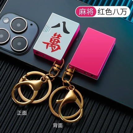 Metal Poker Keychain Pendant Inflatable Lighter Mini Compact Side Slip Butane Open Fire Outdoor Portable Lighter Men's Gift