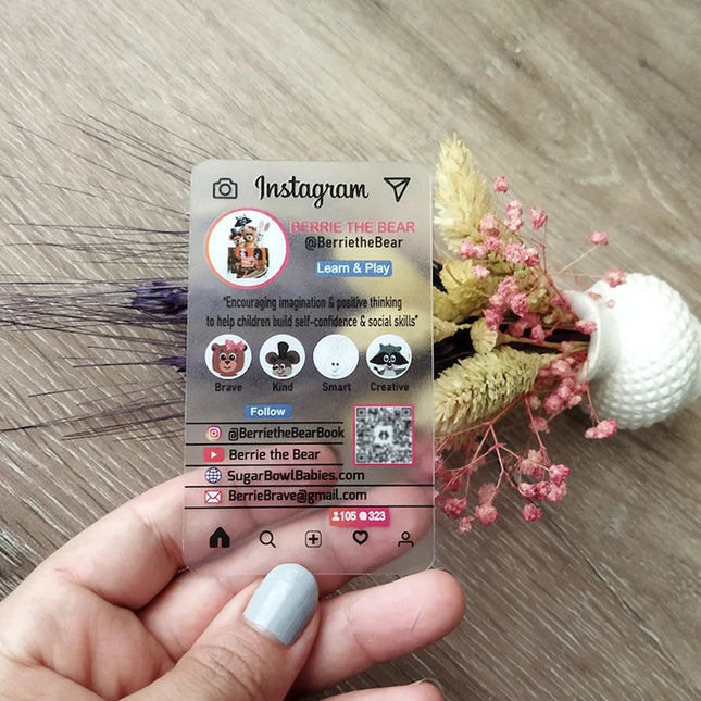 20-500PCS Custom Transparent PVC Business Card Colorful Printing Personalized LOGO Text Thank You Card Free DESIGN 0.38mm