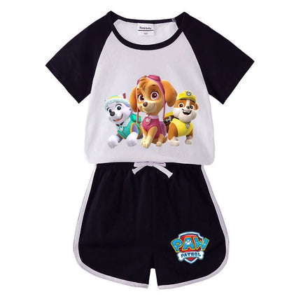 Children's Summer Pajama Set Kids Cartoon PAW Patrol T-shirt+Shorts Sets Boys Cotton Tops+Shorts 2Pcs Baby Boys Girls Sport Suit