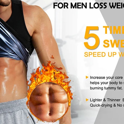 Hot Slimming Sauna Sweat Vest for Men Heat Trapping Pullover Sweat Enhancing Vest Workout Body Shaper Reduce Weight Tank Tops