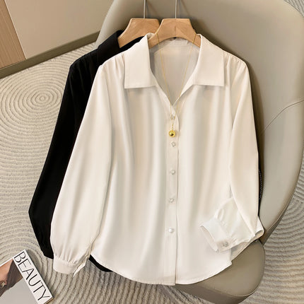 2026 Plus Size Blouses For Women Spring New Solid Long Sleeve Shirts Korean Fashion Ladies Blouse Simple Female Clothing Tops
