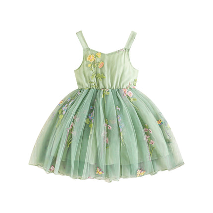 ma&baby 9M-4Y Toddler Baby Kid Girl Dress Infant Princess Summer Tulle Floral Embroidery Birthday Party Dresses For Girls