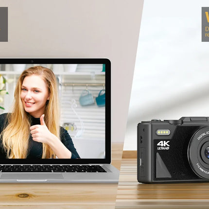 4K Digital Camera for Photography 64MP WiFi Video Camera for YouTube 18X Digital Zoom Auto-focus Vlog Cameras with Flip Screen