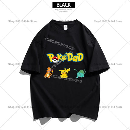 T-shirts for Men Women Anime Cartoon Pokemoned Fashion Couple Short Sleeved Shirt Male Female Summer Cotton Top Adults Clothes