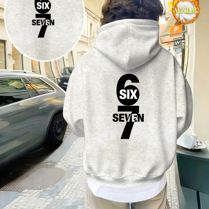 Boys' fleece-lined, thickened printed hoodie, 6 SEVEN digital print comfortable autumn and winter casual hoodie.