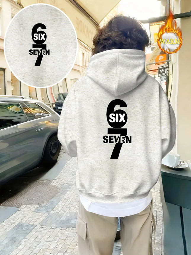 Boys' fleece-lined, thickened printed hoodie, 6 SEVEN digital print comfortable autumn and winter casual hoodie.