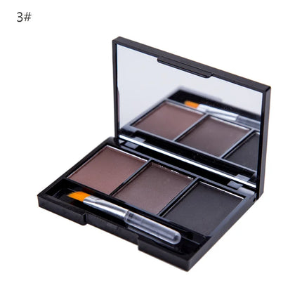 3 Color Eyebrow Powder Palette Cosmetic 3D Eye Brow Enhancer Professional Waterproof Makeup Eye Shadow With Brush Mirror Box