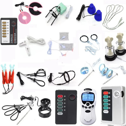 Teaser Electric Shock Sex Toys,Electro Pulse Anal Plug Penis Plug Nipple Clamp Cock Ring,Strong Power Box,SM Product Accessories